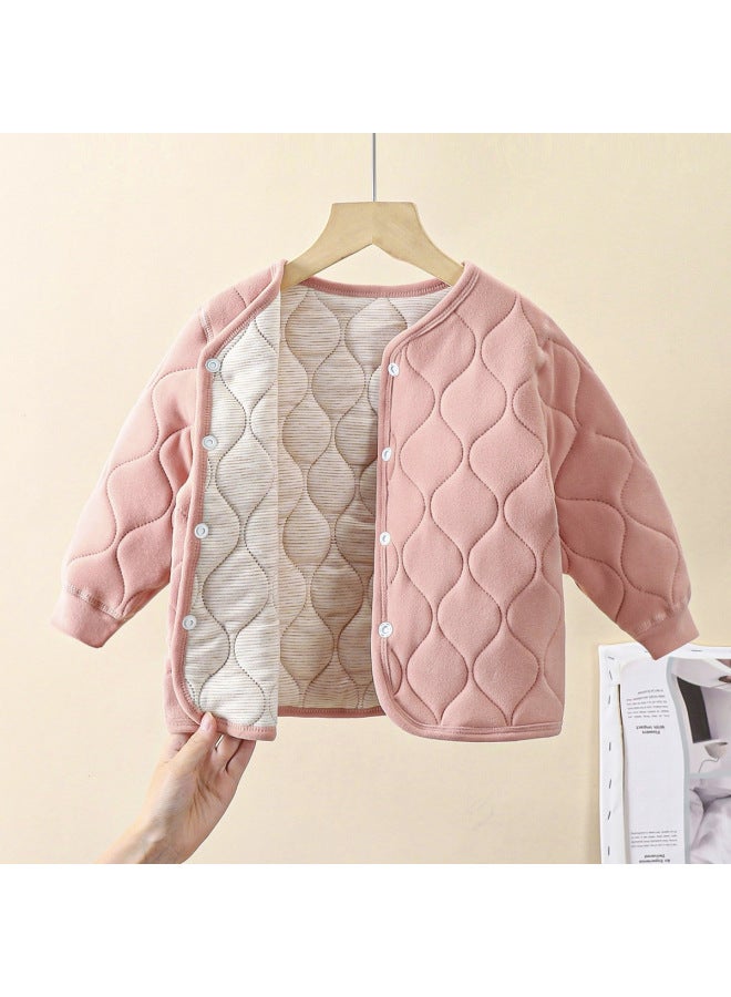 Children's Thermal Underwear Set With Inner Lining Cotton Clothing For Boys And Girls, School Uniform Essential For Older Children, Thickened Set For Autumn And Winter