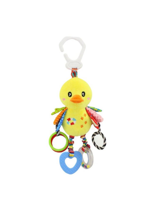 Generic - Happy Monkey Baby Animal Rattle Bed Hanging Newborn Baby With Teeth Rubber Bb Ring Paper Car Hanging-Color:H026C Yellow Duck - Image 1