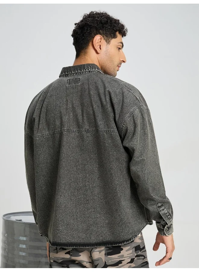 بيونغ Dark Grey Sulphur Urban Shirt for Men