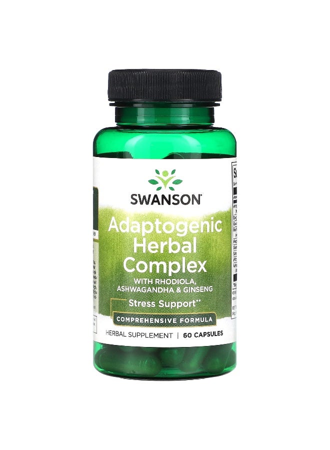 SWANSON Swanson, Adaptogenic Herbal Complex with Rhodiola, Ashwagandha & Ginseng, 60 Capsules 