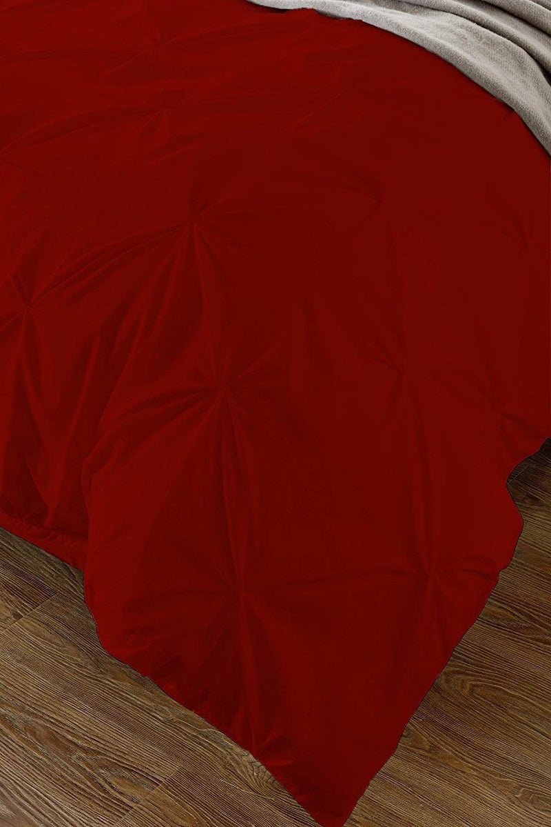Cloud Fino Cotton 600 Thread Count Luxurious Pleated Design Duvet Cover 1 Duvet Cover with 2 Pillow Shams Burgundy_Queen Bed Size 88x88 inch Pillow Shams Size 17 x 27 - Image 2