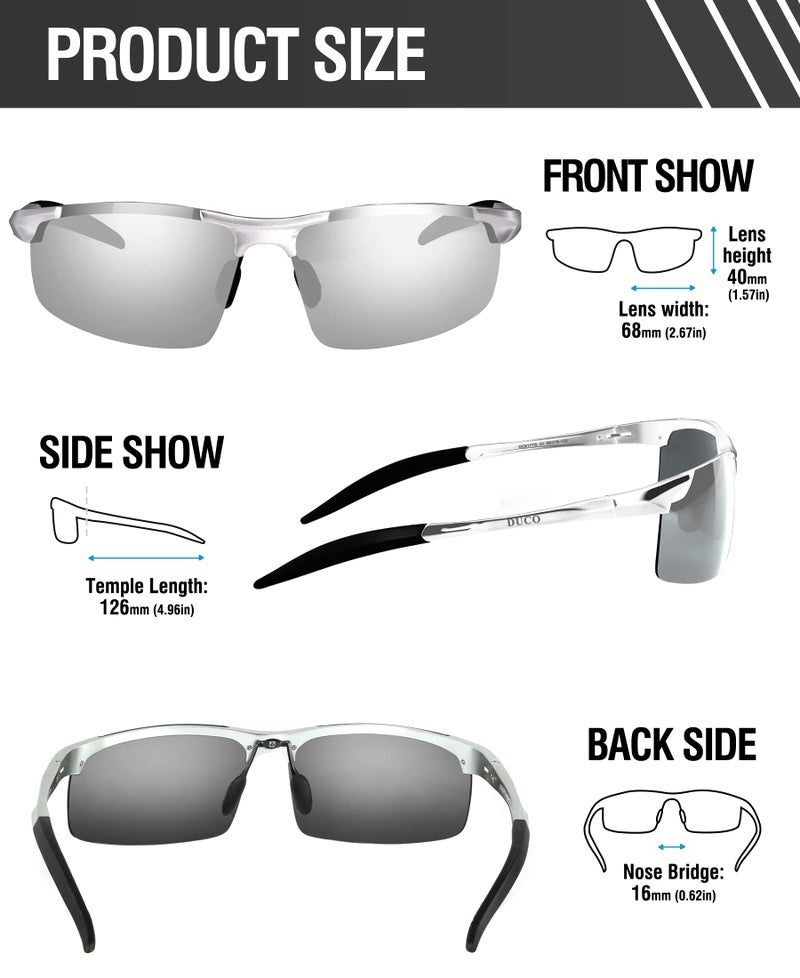 DUCO Mens Sports Polarized Sunglasses UV Protection Sunglasses for Men 8177s - Image 3