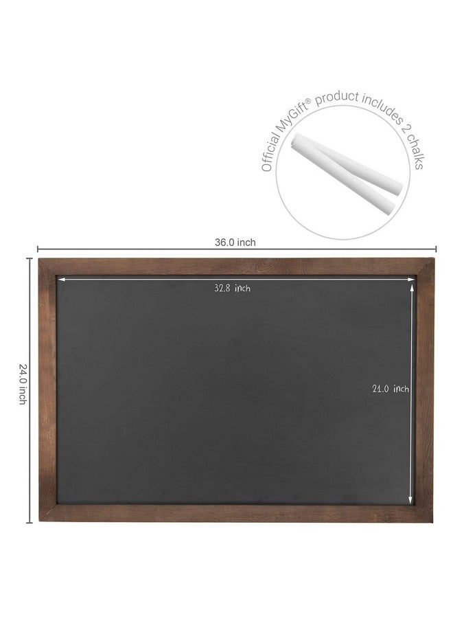 MyGift - 36 X 24 Large Chalkboard Sign With Rustic Brown Wood Frame, Hanging Erasbale Menu Board, Wedding And Event Chalkboard Signage - Image 1