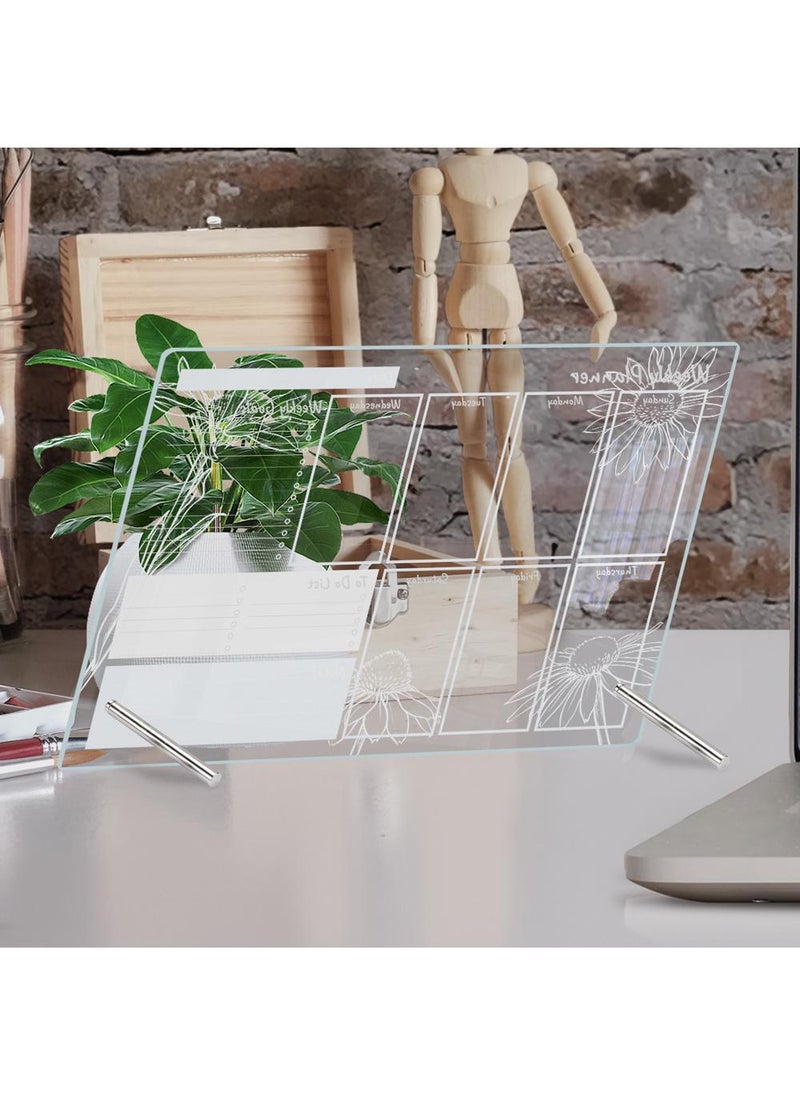 Acrylic Weekly Calendar Clear Dry Erase Board, Reusable Planner Whiteboard with table stand