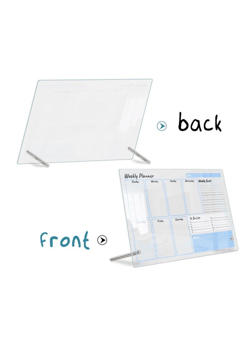 Acrylic Weekly Calendar Clear Dry Erase Board, Reusable Planner Whiteboard with table stand