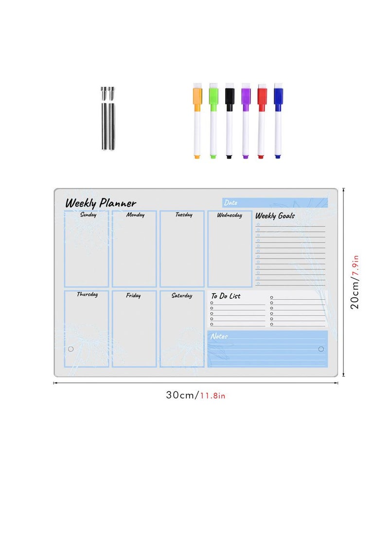 Acrylic Weekly Calendar Clear Dry Erase Board, Reusable Planner Whiteboard with table stand