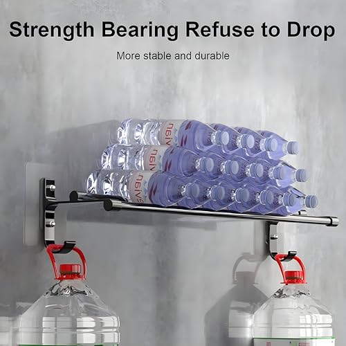 MorivaHomes Self-Adhesive Wall Mounted Aluminium Double Rod Towel Bar with Hook Bathroom Towel Holder/Bathroom Accessories (50CM)(Black, Pack of 1) - Image 3