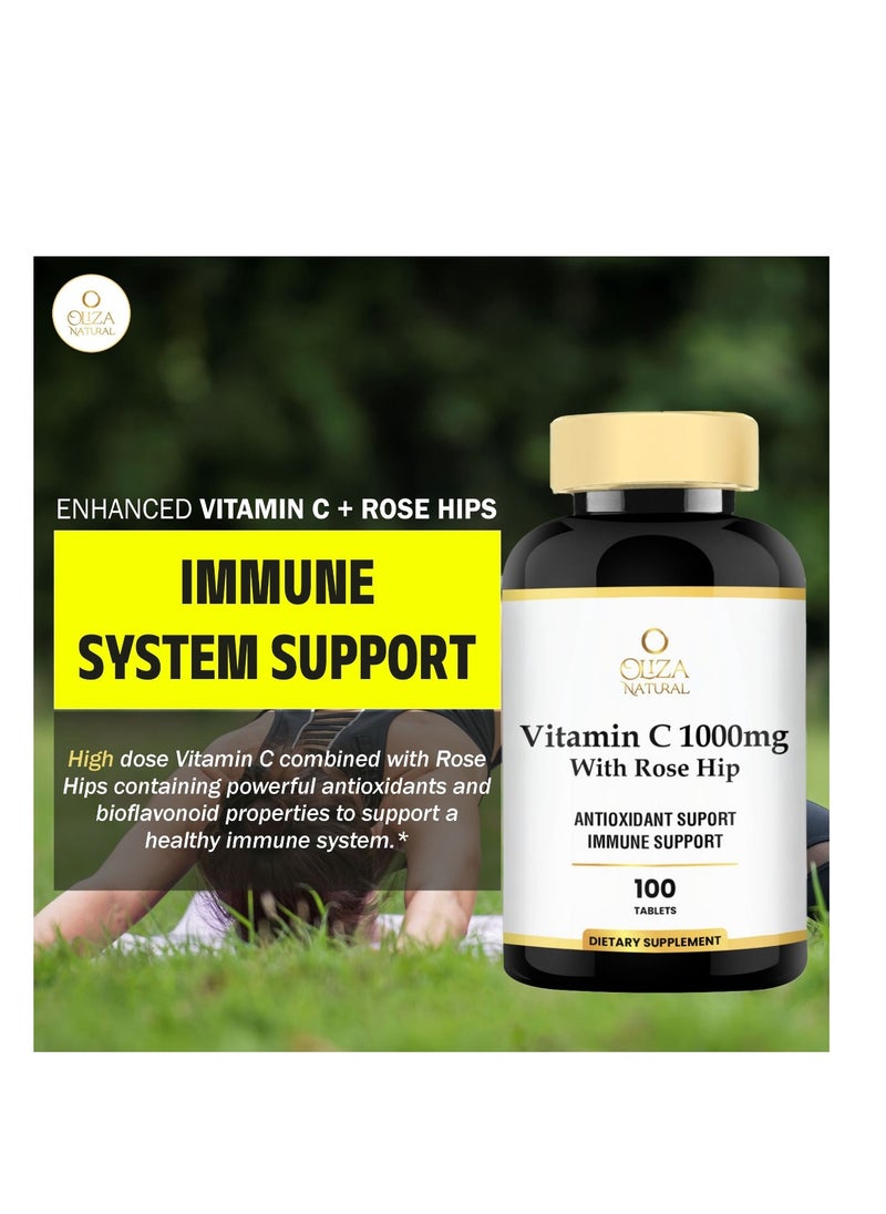 Oliza Natural Vitamin C 1000mg With Rose Hip 100 Tablets Immune and Antioxidant Support  - Image 3