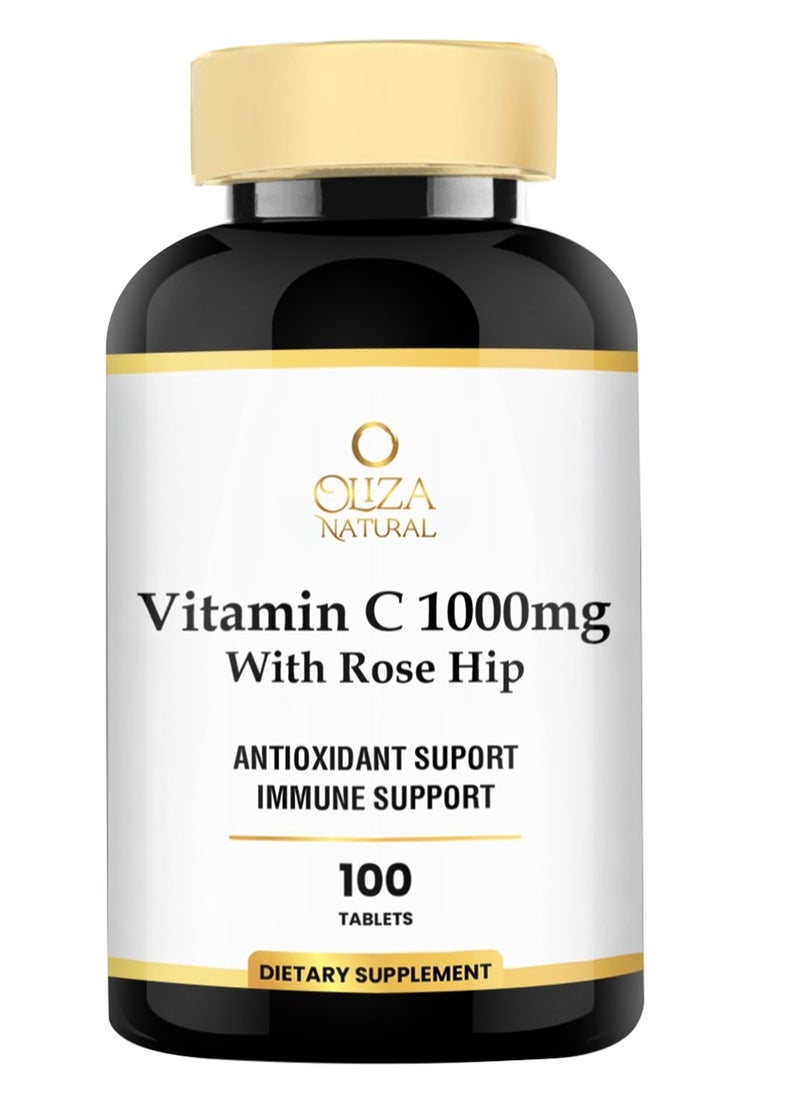Oliza Natural Vitamin C 1000mg With Rose Hip 100 Tablets Immune and Antioxidant Support  - Image 1