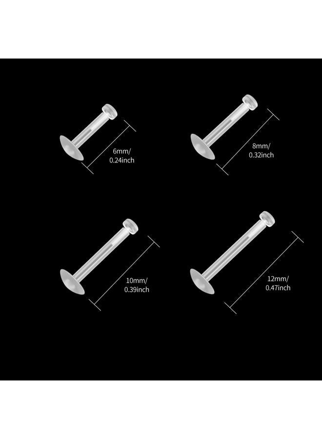 SMLBJUTE Clear Piercing Retainers Earrings Plastic Earrings for Sports Cartilage Earrings Stud Earring Retainer Bar Plastic Piercing Jewelry for Work (20 Pcs 6mm Flat Head) - Image 2