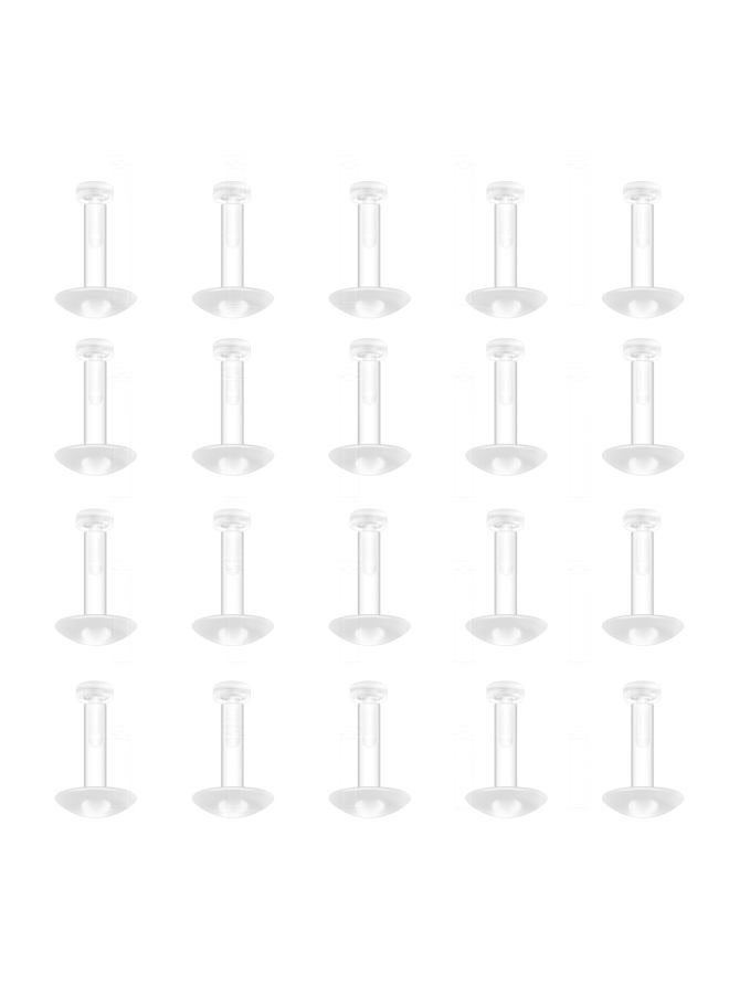 SMLBJUTE Clear Piercing Retainers Earrings Plastic Earrings for Sports Cartilage Earrings Stud Earring Retainer Bar Plastic Piercing Jewelry for Work (20 Pcs 6mm Flat Head) - Image 1