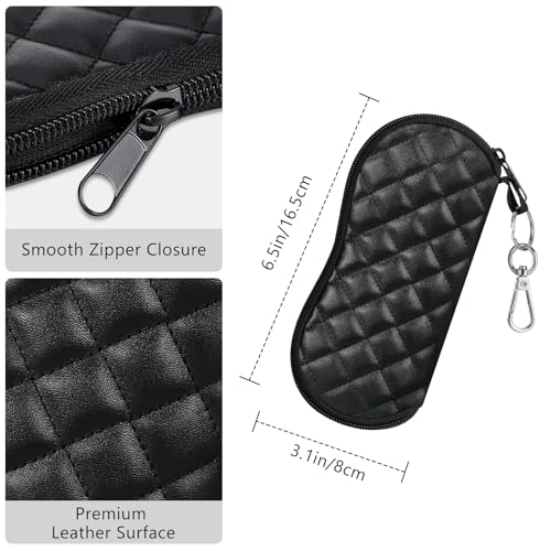 MoKo Eyeglass Soft Case, Zippered Neoprene Sunglasses Pouch with Clip for Men Women - Black Rhombus - Image 3