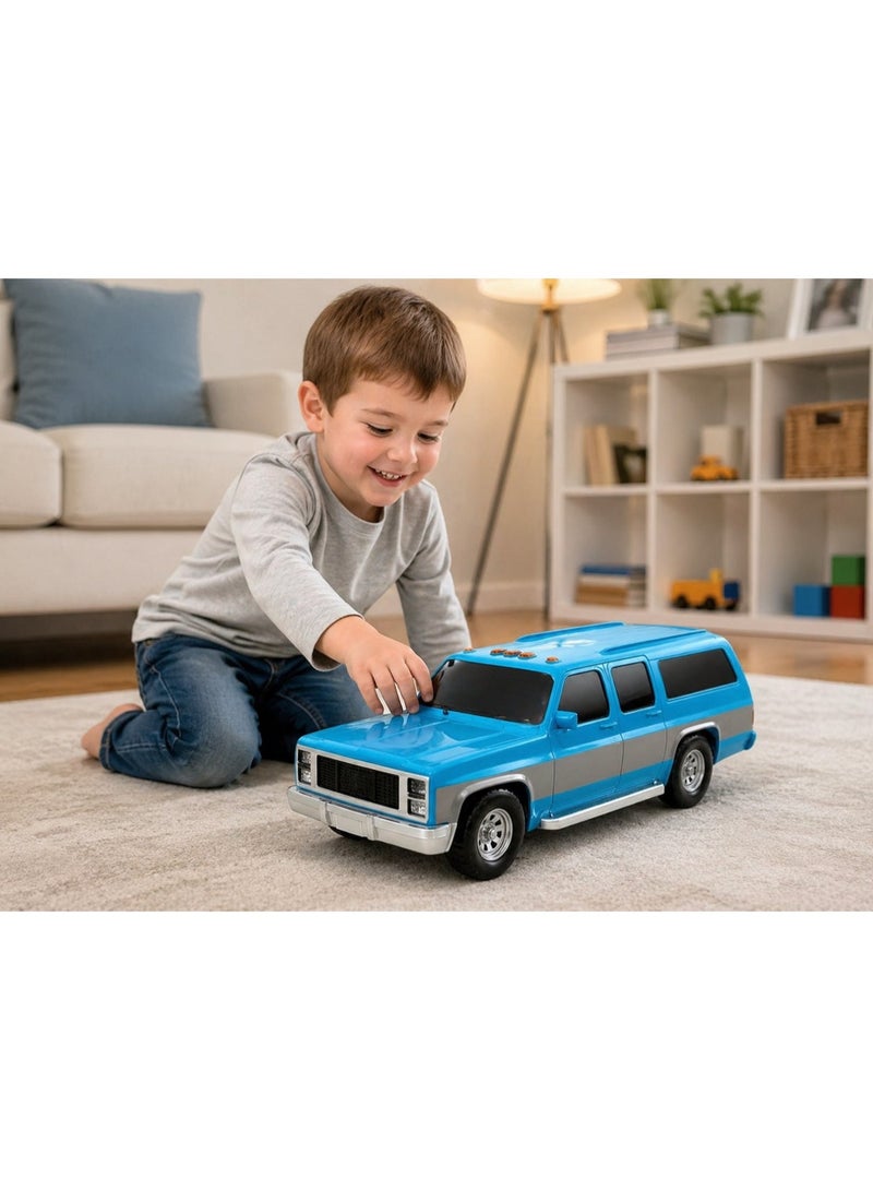 Rally Classic Vintage SUV Toy Car – American Retro Square Off-Road Vehicle Model in Blue & Silver, 70s/80s Style Collectible Adventure Car for Kids & Classic Car Enthusiasts - Image 2