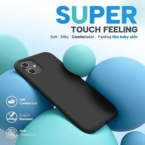 Miracase Designed for iPhone 11 Phone Case, with Screen Protector, Liquid Silicone Gel Rubber Full Body Drop Protection Shockproof Cover Phone Case for iPhone 11 6.1 inch, Black - Image 3