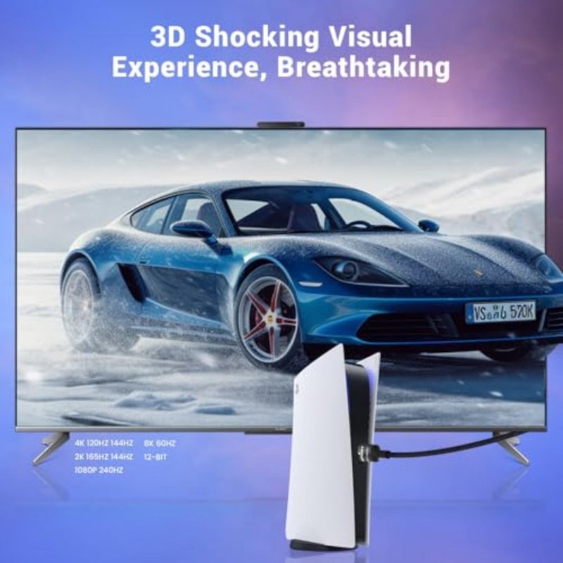 كابل 10K 8K 4K HDMI 2.1، كابل HDMI عالي السرعة 48 جيجابت في الثانية 4K 240 هرتز 165 هرتز 120 هرتز 8K 60 هرتز 10 كيلو HDMI سلك مضفر من الرصاص HDCP 2.2 Dolby Atmos eARC HDR لشاشات الألعاب HDTV Soundbar - Image 3