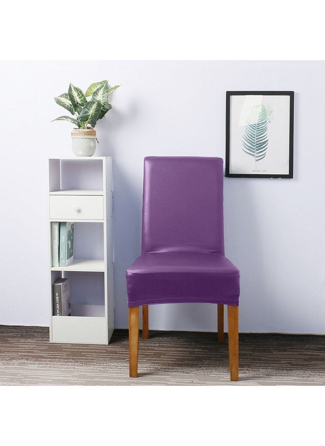 Y&D 4-Piece Stretch Solid PU Leather Dining Chair Cover Purple  - Image 3