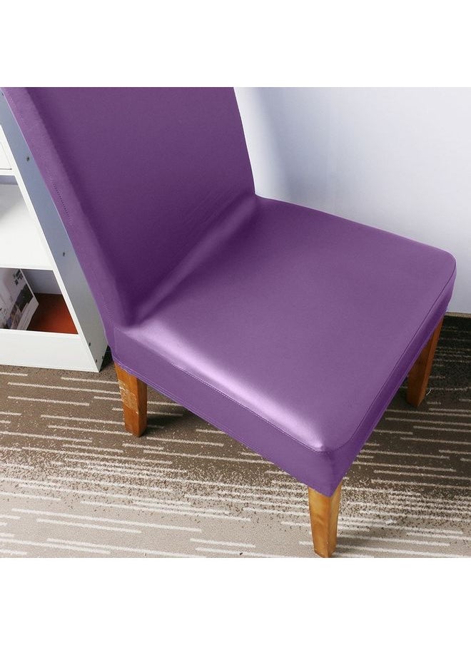 Y&D 4-Piece Stretch Solid PU Leather Dining Chair Cover Purple  - Image 2