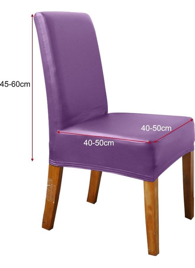 Y&D 4-Piece Stretch Solid PU Leather Dining Chair Cover Purple  - Image 1