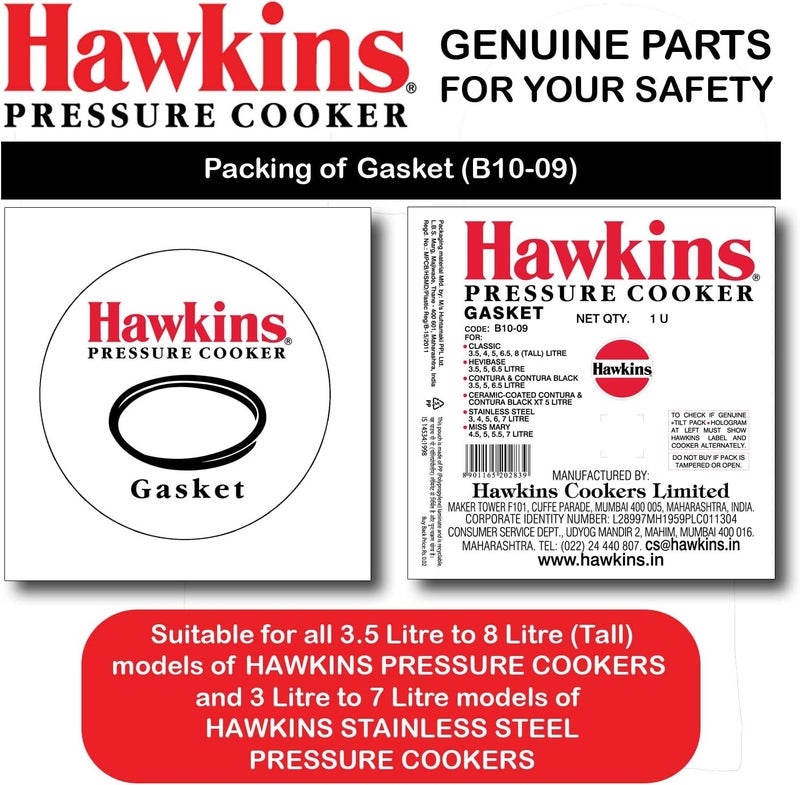 Hawkins حلقة ختم هوكينز لطباخ الضغط من 3.5 إلى 8 لترات، متوسطة، سوداء - Image 3