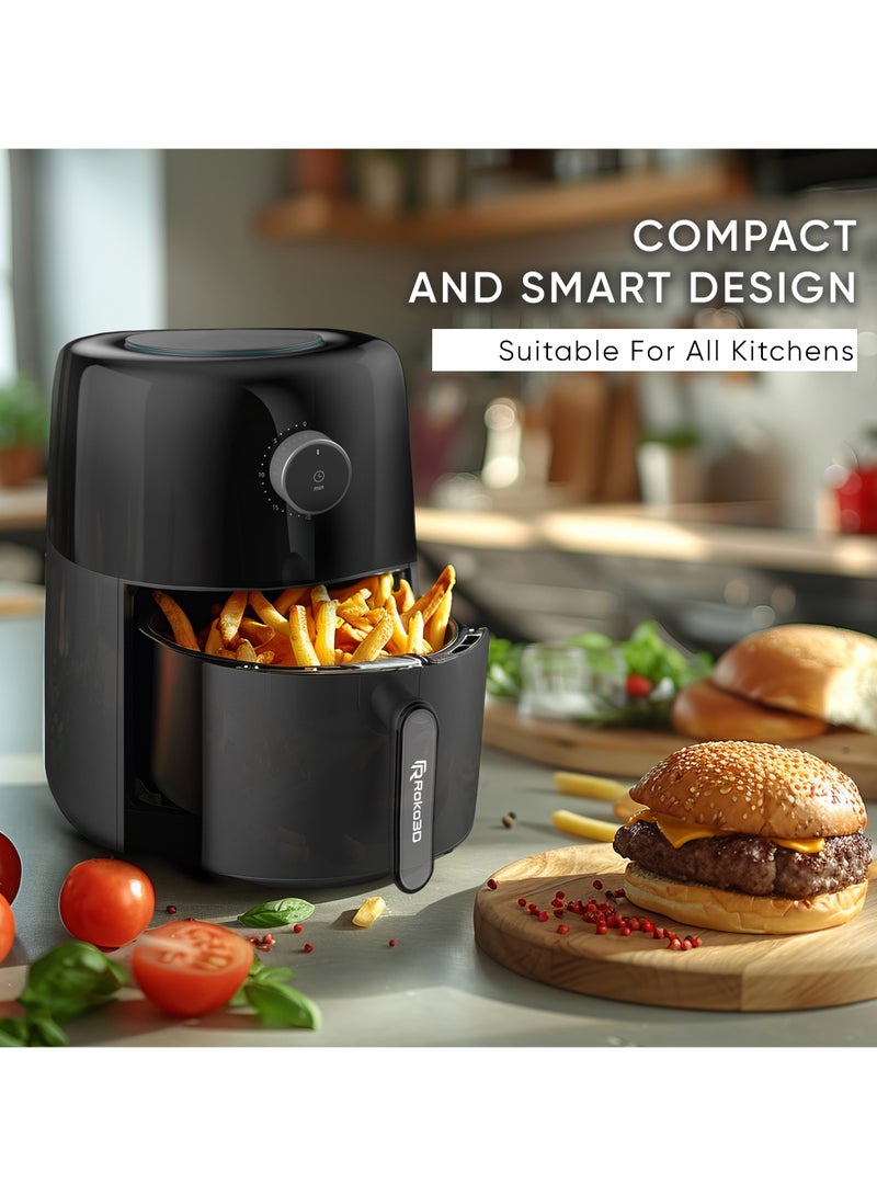Roko3D Air Fryer ROKO 3D One-Move Time Setting with Innovative Technology| Deep Fryer for Fast & Healthy Cooking, Oil-Free Meals, Easy Clean Nonstick 1.5L Basket | Bonus Recipe Book Included - Image 2