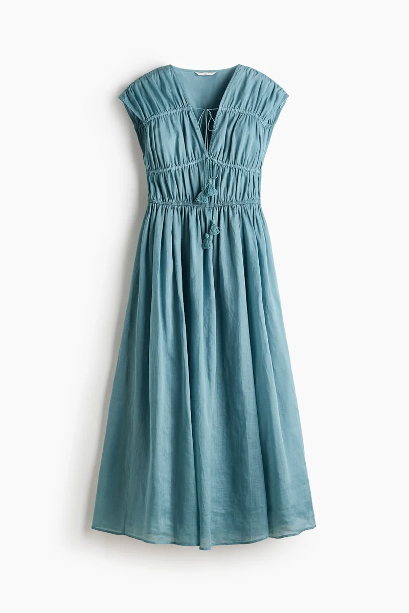 H&M Drawstring-detail ramie dress