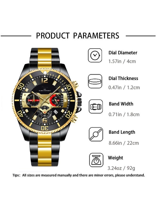 رجل جديد أزياء الفولاذ المقاوم للصدأ ووتش مجموعة ، مع محفظة ، تصفيف الشعر ، وسلاسل المفاتيح ، والنظارات الشمسية ، هدية مثالية لعيد ميلاده - Image 5