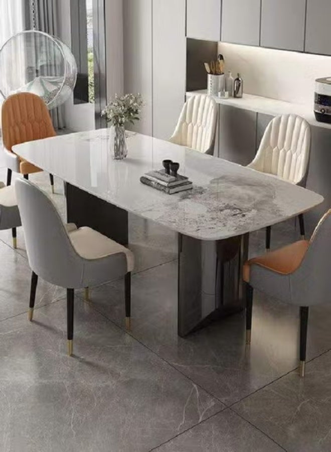 فاشون هوم طاولة طعام فاخرة مستطيلة بتصميم عصري تتسع لـ 4–6 أشخاص – طاولة طعام أنيقة بديكور فاخر للمنزل مع قاعدة متينة وتصميم انسيابي – طاولة مطبخ وطعام فسيحة مناسبة للمنزل أو الشقة أو المقهى أو ديكور المطعم - Image 2