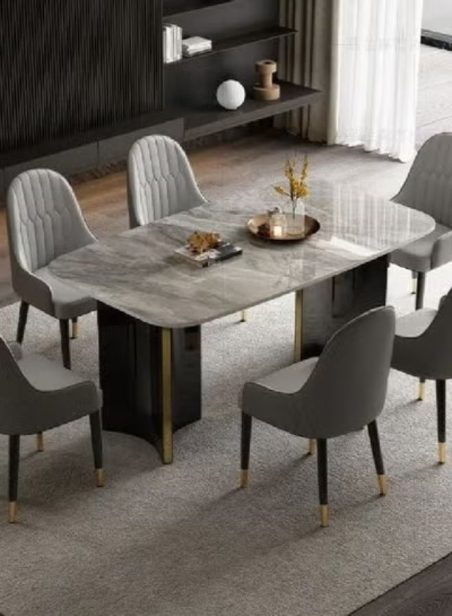 فاشون هوم طاولة طعام فاخرة مستطيلة بتصميم عصري تتسع لـ 4–6 أشخاص – طاولة طعام أنيقة بديكور فاخر للمنزل مع قاعدة متينة وتصميم انسيابي – طاولة مطبخ وطعام فسيحة مناسبة للمنزل أو الشقة أو المقهى أو ديكور المطعم - Image 3