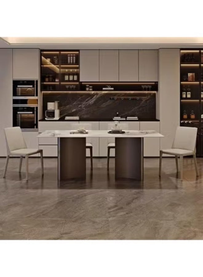 فاشون هوم طاولة طعام فاخرة مستطيلة بتصميم عصري تتسع لـ 4–6 أشخاص – طاولة طعام أنيقة بديكور فاخر للمنزل مع قاعدة متينة وتصميم انسيابي – طاولة مطبخ وطعام فسيحة مناسبة للمنزل أو الشقة أو المقهى أو ديكور المطعم - Image 5