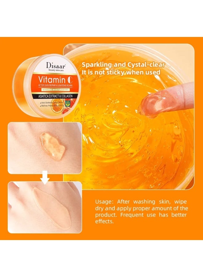 Disaar 300g Vitamin C After Sun Repair and Lightens Scars Soothing Moisturizing Gel Whitening Collagen Repair Damage Renewal Smoothing Skin Face Gel Refines Pores Anti Oxidation Anti Acne Nourishing Vitamin C Gel - Image 2