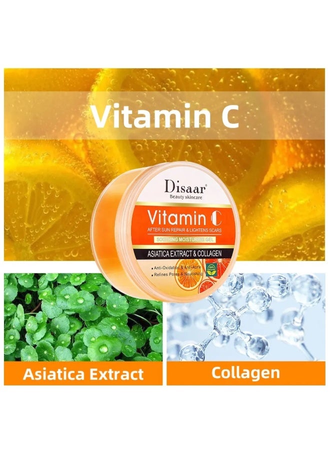 Disaar 300g Vitamin C After Sun Repair and Lightens Scars Soothing Moisturizing Gel Whitening Collagen Repair Damage Renewal Smoothing Skin Face Gel Refines Pores Anti Oxidation Anti Acne Nourishing Vitamin C Gel - Image 4