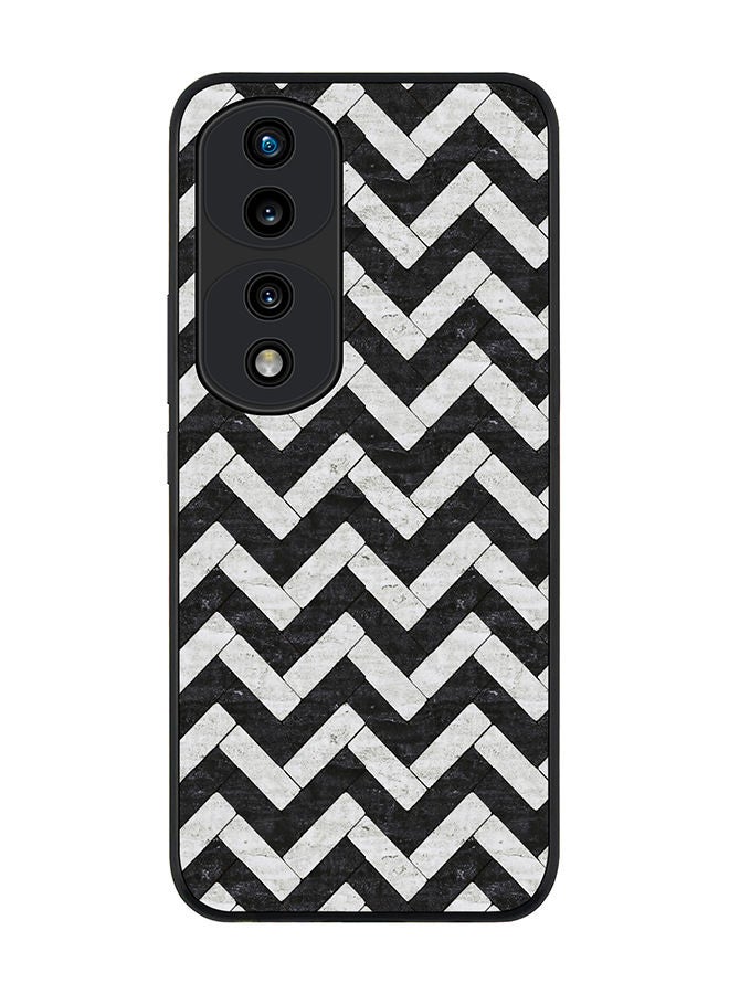 Stylizedd Rugged Black edge case for Honor 70 Pro Slim fit Soft Case Flexible Rubber Edges Anti Drop TPU Gel Thin Cover - Chevron Tiles - Image 1