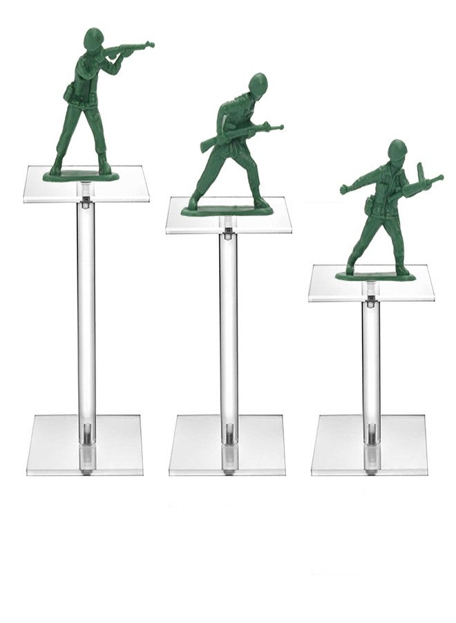 SnowTing 3 PCS Combat Risers for Flying Miniatures, Different Heights (5.5'', 4.7'' and 3.6'') Square Acrylic Terrain Combat Display Stands for Tabletop Board Games Miniatures Small Figures Flight Display - Image 1