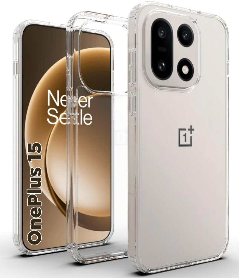 RIGGEAR Shockproof Clear Hybrid Armor Back Cover Case Compatible with OnePlus 15 5G (Transparent PC and TPU Bumper) - Image 1