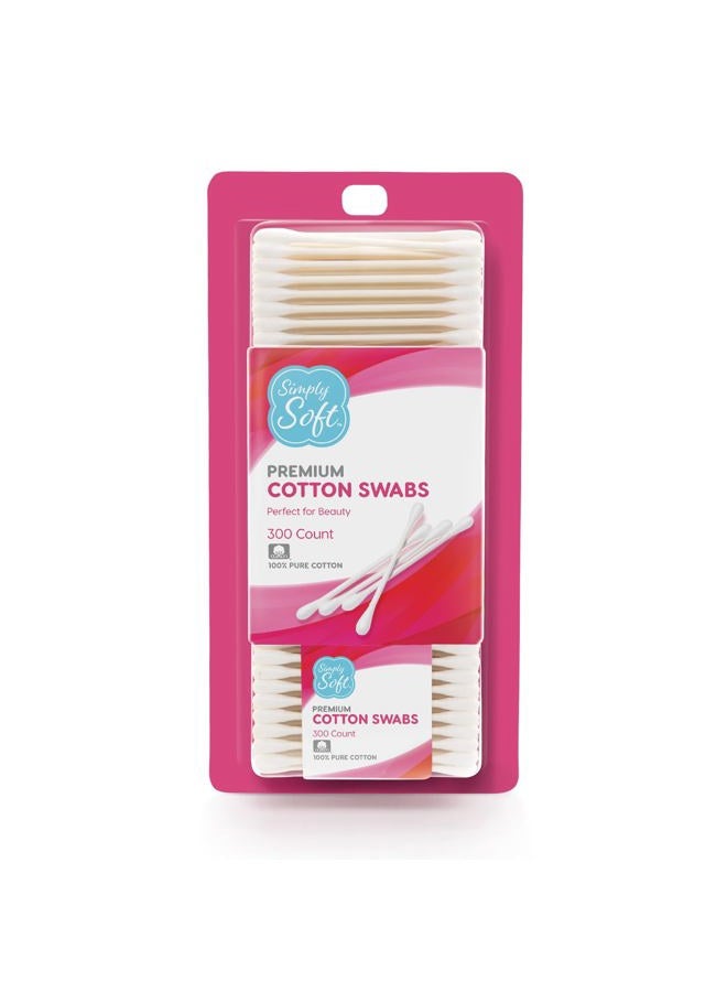 Simply Soft Cotton Tip Applicators, Cotton Swabs with Double Round Tips, 300 Count (Pack of 4) - Image 2