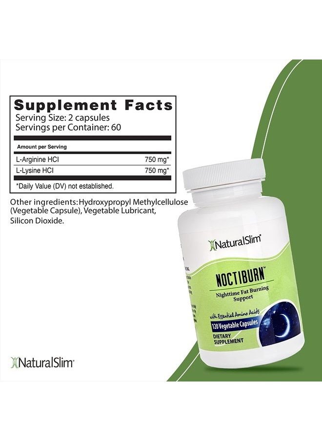 NaturalSlim - NoctiBurn Night Fat Burning Support & Metabolism Support Supplements with Essentials Amino Acid - Nighttime Fat Burner - 120 Vegetable Capsules - Image 1