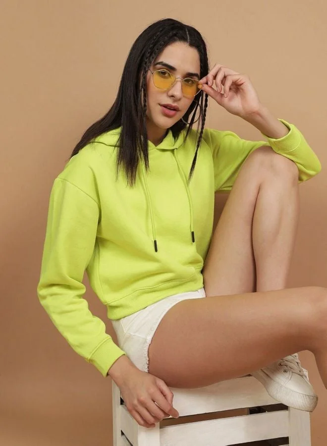 Freehand  Women Regular Fit Solid Hooded Neck Long Sleeve Overhead-Hooded Sweatshirt  | Best Price UAE