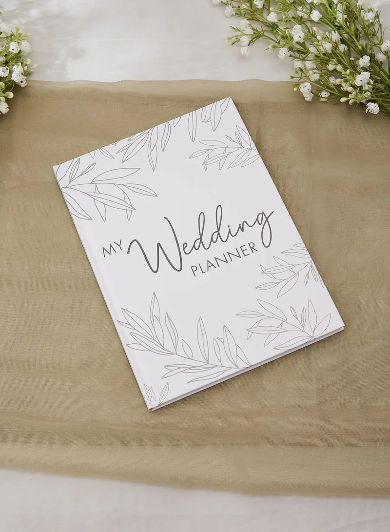 Ginger Ray Wedding Planner - Notebook With Foliage Print - White