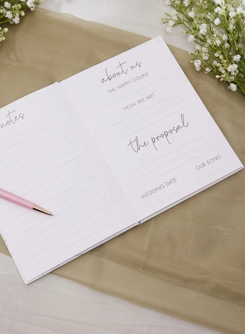 Ginger Ray Wedding Planner - Notebook With Foliage Print - White