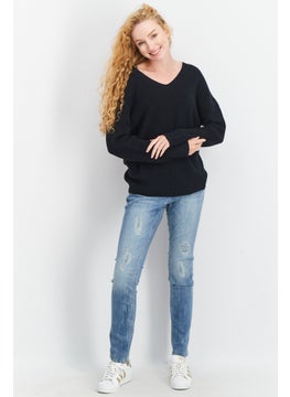 GERRY WEBER Women V-Neck Pull Over Sweaters, Black  - Image 4