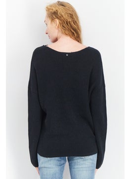 GERRY WEBER Women V-Neck Pull Over Sweaters, Black  - Image 2