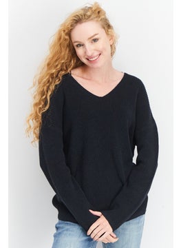 GERRY WEBER Women V-Neck Pull Over Sweaters, Black  - Image 1