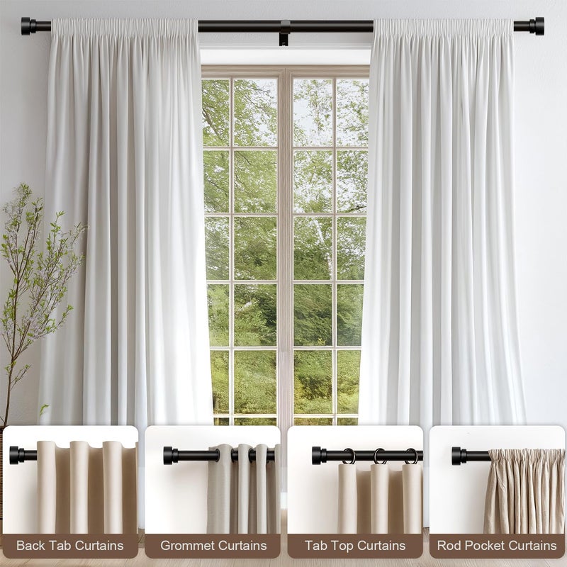 Lootkell Modern Black Curtain Rods Set, 48-84 Inches Adjustable, Heavy Duty 1 Inch Diameter, Decorative Finials, 2 Pack, for Windows, Outdoor, Farmhouse, Bedroom, Kitchen, Living Room - Image 4
