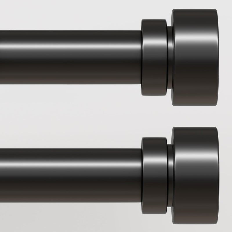 Lootkell Modern Black Curtain Rods Set, 48-84 Inches Adjustable, Heavy Duty 1 Inch Diameter, Decorative Finials, 2 Pack, for Windows, Outdoor, Farmhouse, Bedroom, Kitchen, Living Room - Image 1