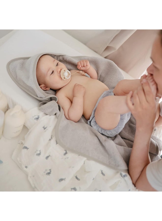 Mushie Organic Cotton Hooded Bath Towel for Babies & Toddlers - Soft, Absorbent Towel for Cosy Cuddles After Bath Time, Gentle on Sensitive Skin | Gray - Image 5