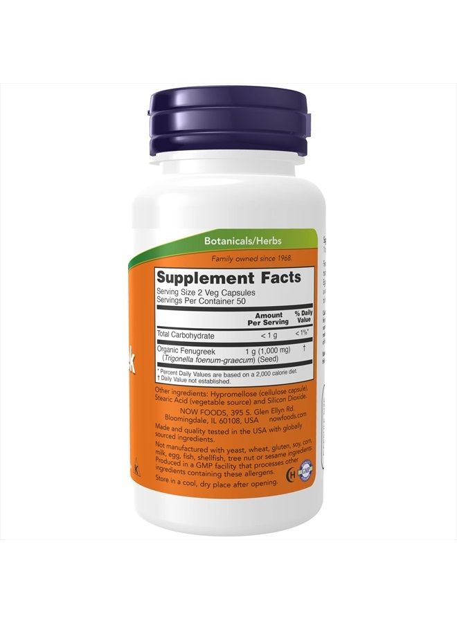 now Supplements, Fenugreek (Trigonella foenum-graecum) 500 mg, Herbal Supplement, 100 Veg Capsules  - Image 2