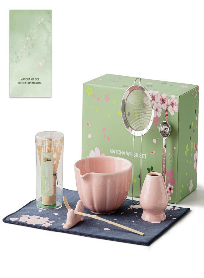 HTRCXB Matcha Whisk Set of 8 - HTRCXB Ceramic Matcha Set, Include Matcha Bowl, Matcha Whisk and Holder, Bamboo Scoop, Measuring Spoon, Scoop Rest, Sifter and Tea Towel - Matcha Kit Gift for Matcha Lovers - Image 1