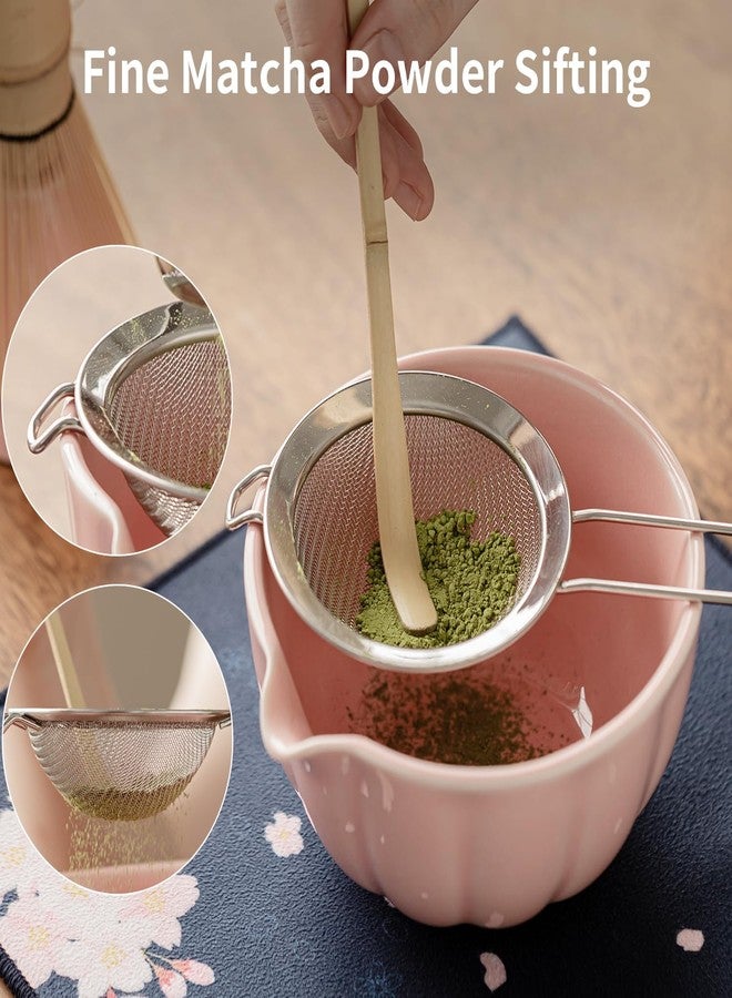 HTRCXB Matcha Whisk Set of 8 - HTRCXB Ceramic Matcha Set, Include Matcha Bowl, Matcha Whisk and Holder, Bamboo Scoop, Measuring Spoon, Scoop Rest, Sifter and Tea Towel - Matcha Kit Gift for Matcha Lovers - Image 5