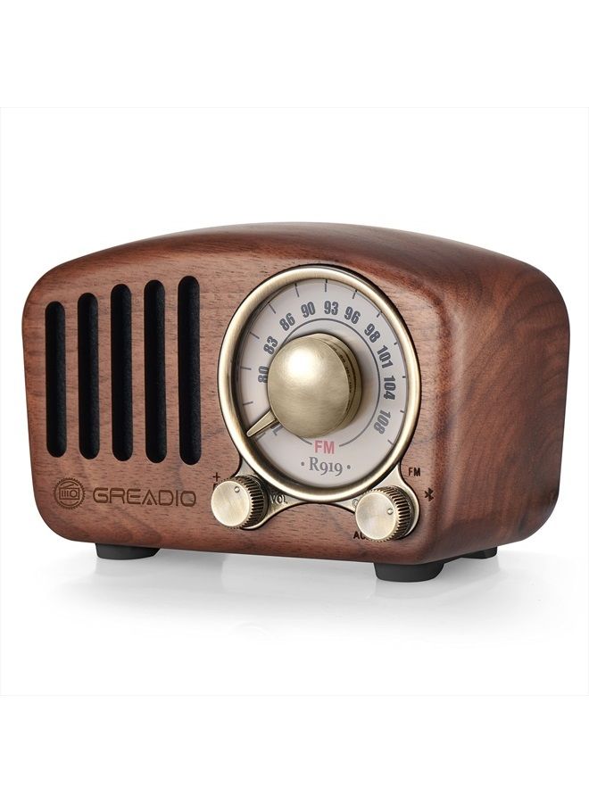 Greadio Vintage Radio Retro Bluetooth Speaker- Greadio Walnut Wooden FM Radio with Old Fashioned Classic Style, Strong Bass Enhancement, Loud Volume, Bluetooth 5.0 Wireless Connection, TF Card & MP3 Player - Image 1