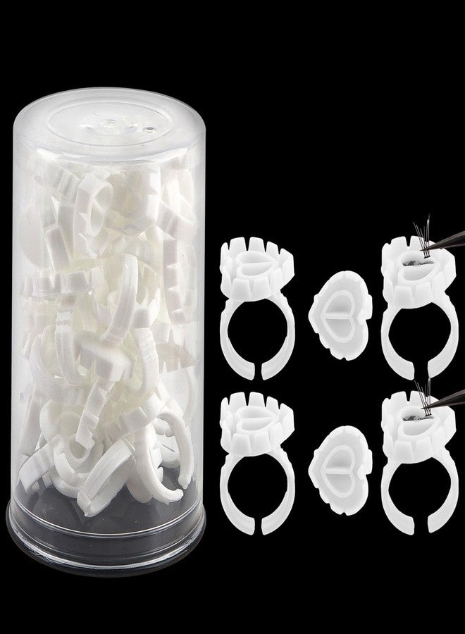 Mekupeu 30pcs Lash Ring for Eyelash Extensions Rings Cup Smart Lash Rings Blooming Eyelash Glue Holder Volume Fanning Cup for Lash Extension Supplies Container Packed (White, 30pcs) - Image 1